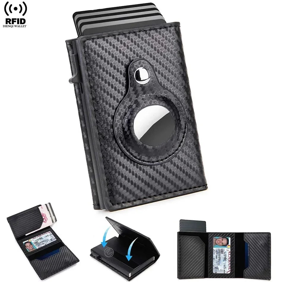 Retro Minimalist Men's AirTag Wallet RFID Credit Card Holder Men Wallet Pop Up Multi Credit Card Holder for Apple AirTag Traker SticknShine