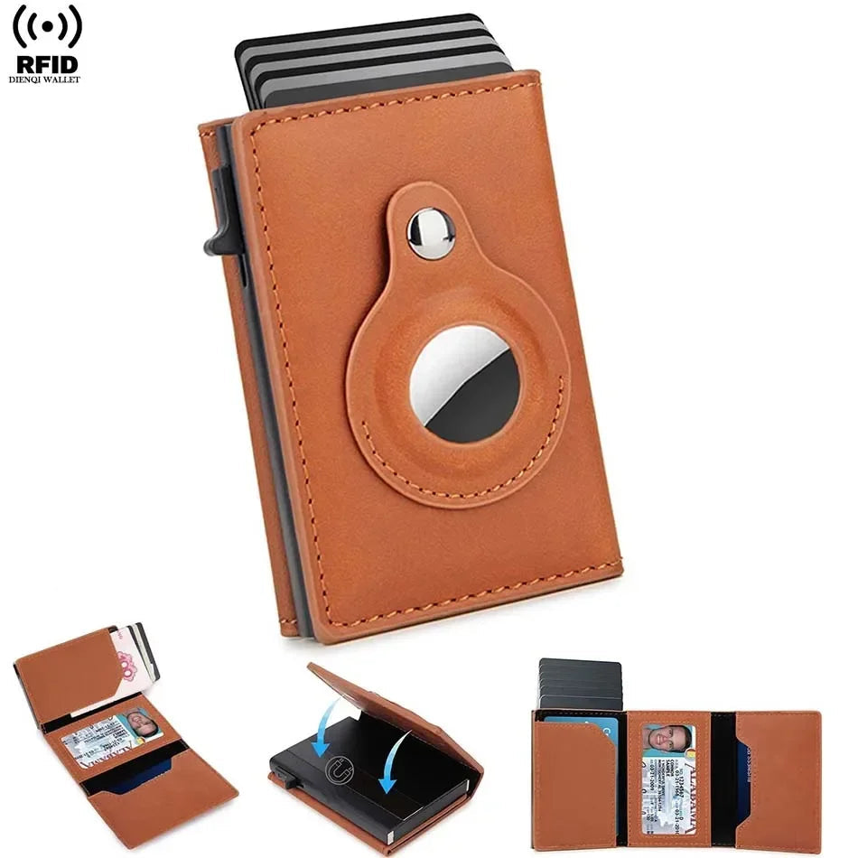 Retro Minimalist Men's AirTag Wallet RFID Credit Card Holder Men Wallet Pop Up Multi Credit Card Holder for Apple AirTag Traker SticknShine